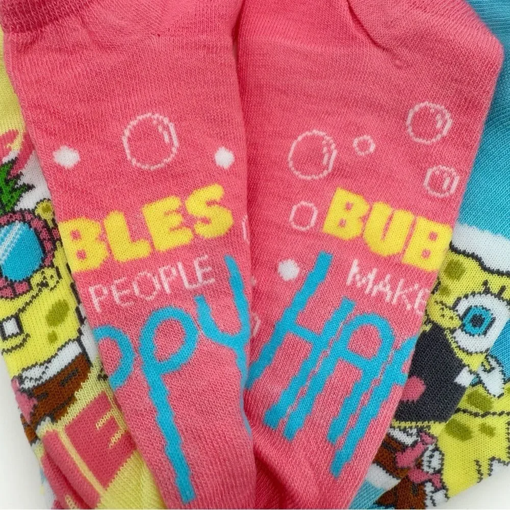 Spongebob Squarepants Womens No Show Socks Pineapple Pink Blue Fun Y2K Gift